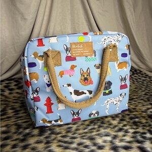 fit+fresh Light Blue Dog Print Insulated Lunch Tote